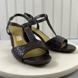 Ralph Lauren Elegant Dark Brown Woven‎ 3” Heel Sandals Sz 10
